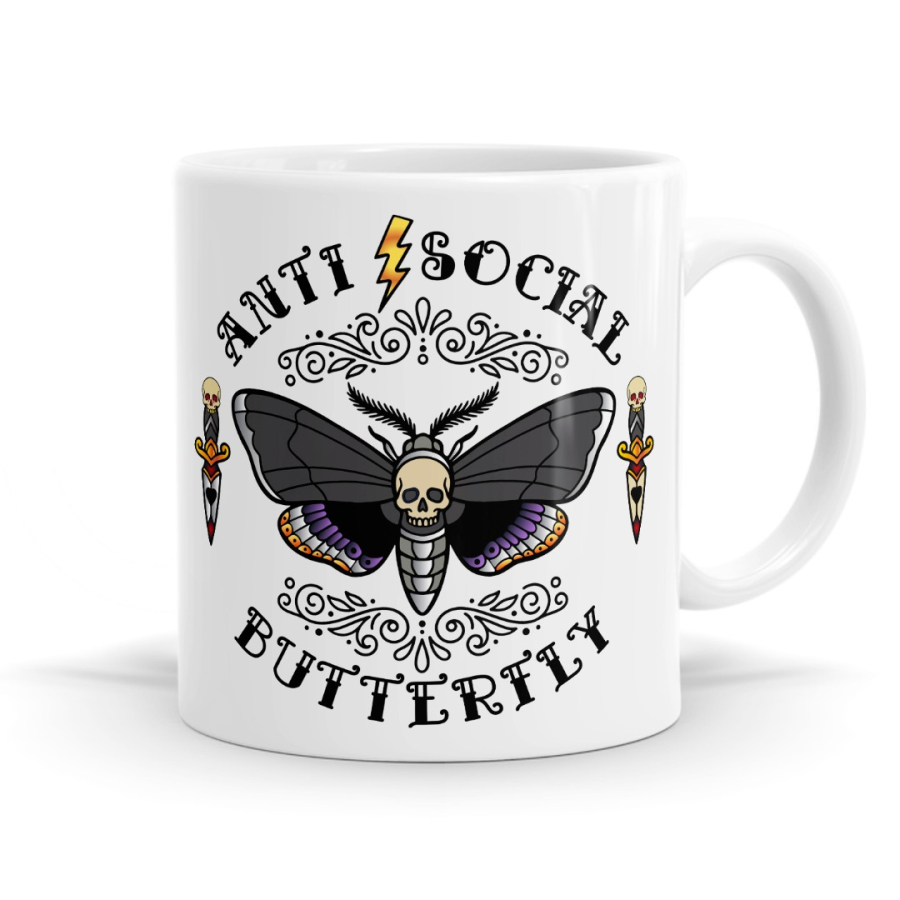 Anti Social Butterfly - Tattoo Inspired Death Moth Mug