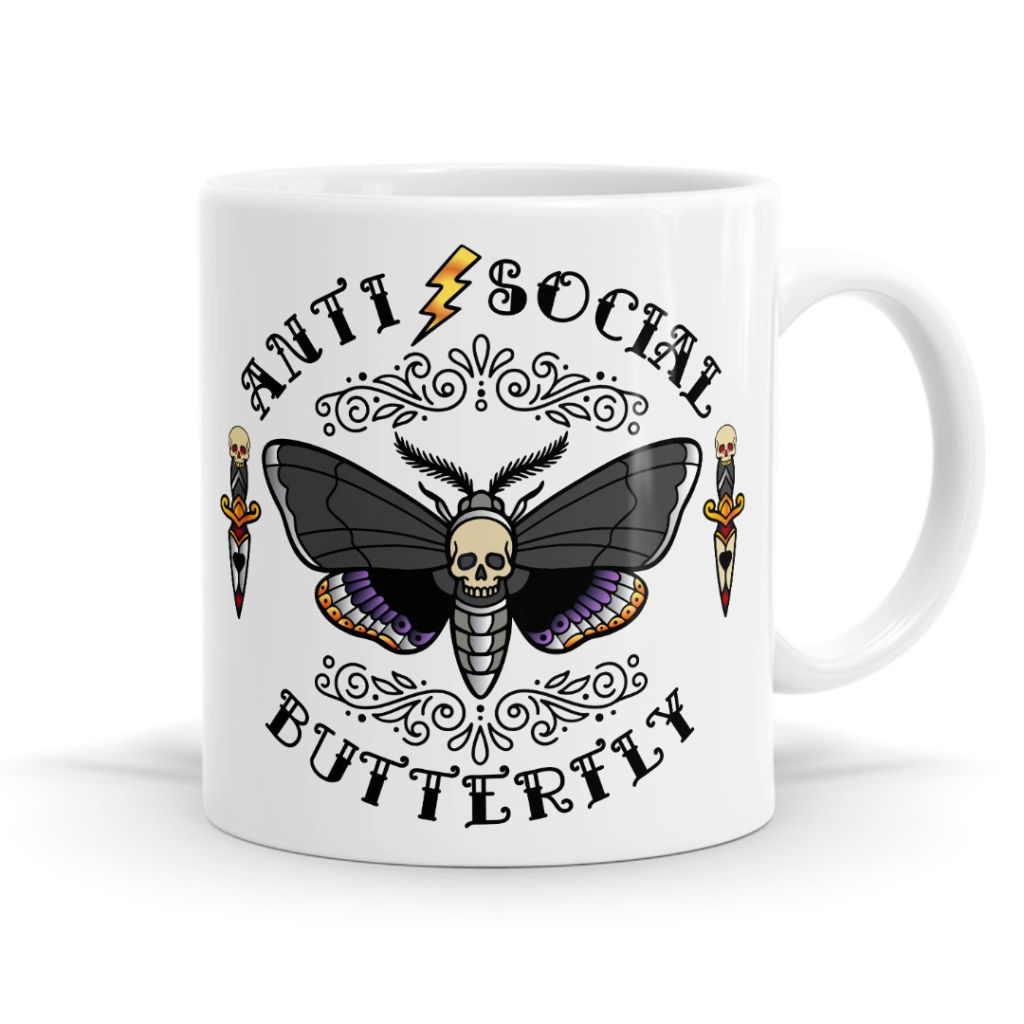 Anti Social Butterfly - Tattoo Inspired Death Moth Mug