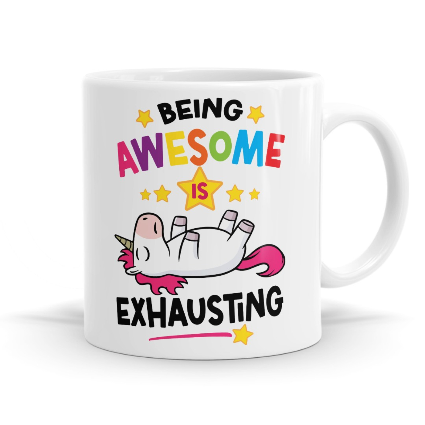 Being Awesome is Exhausting - Funny Sarcastic Unicorn Mug image