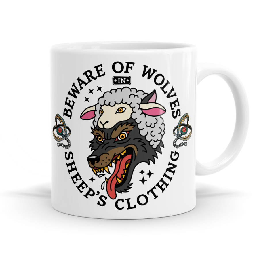 Beware of Wolves in Sheep’s Clothing - Tattoo Inspired Mug