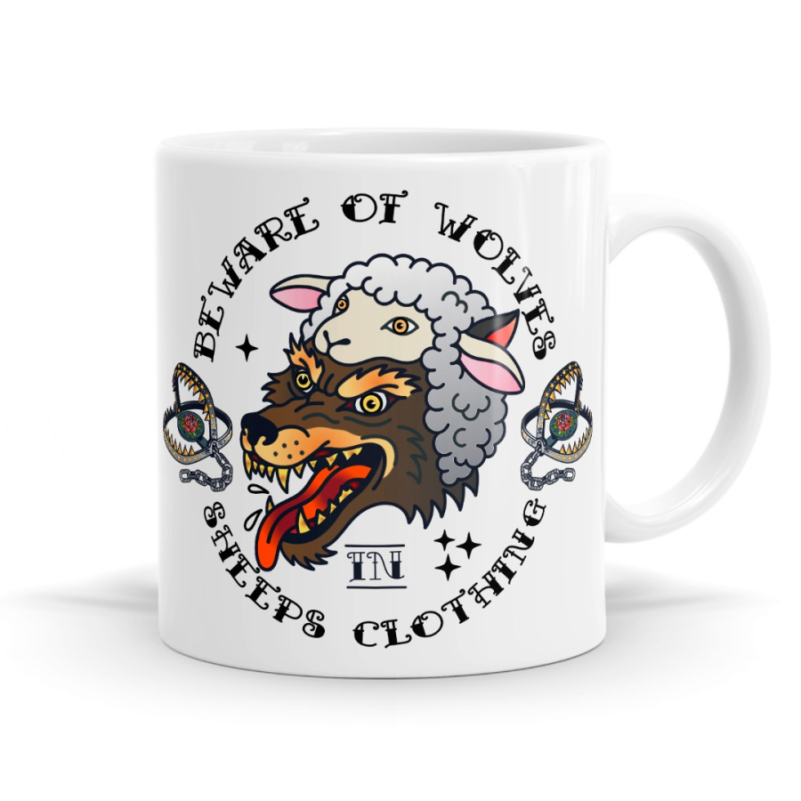 Beware of Wolves in Sheep’s Clothing - Tattoo Inspired Mug
