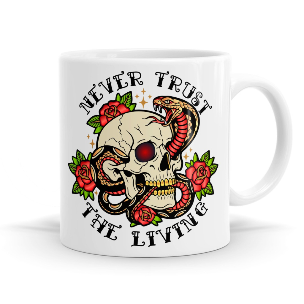 Never Trust The Living - Tattoo Inspired Skull Mug