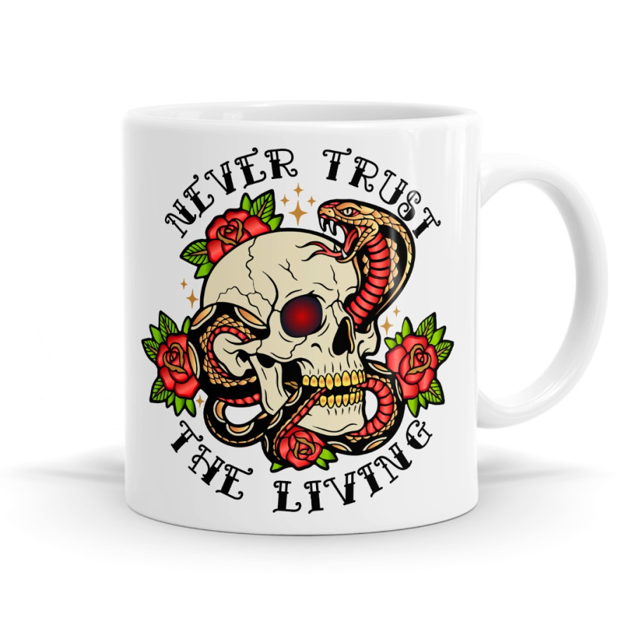 Never Trust The Living - Tattoo Inspired Skull Mug