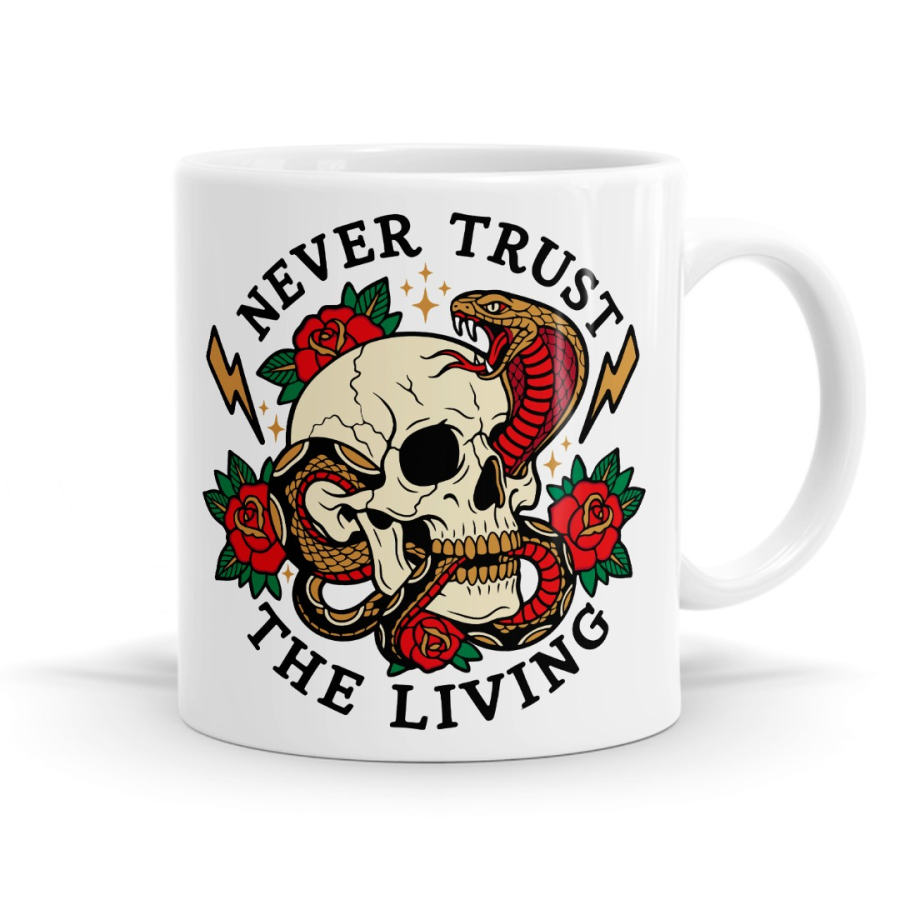 Never Trust The Living - Tattoo Inspired Skull Mug