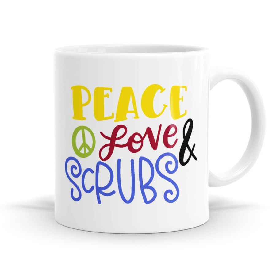 Peace Love & Scrubs Nurse Mug
