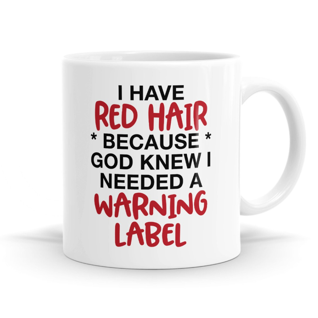 Red Hair Warning label Mug