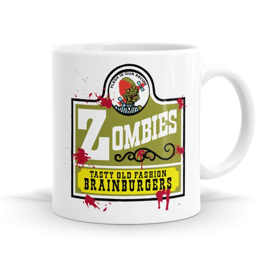 Zombies Brain Burger Parody Mug